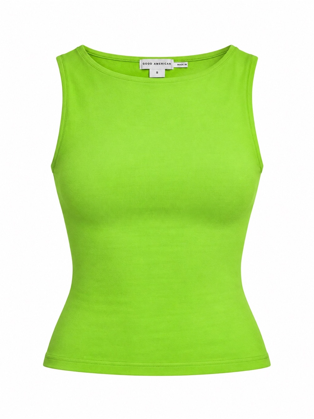 Good American Super Stretch Boat Neck Tank Top NWT Small Lime Green Neon